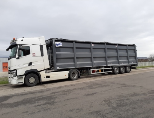 Transfert d’une benne à Fond Mouvant depuis le port de Cherbourg pour notre client ALS REMORQUES.